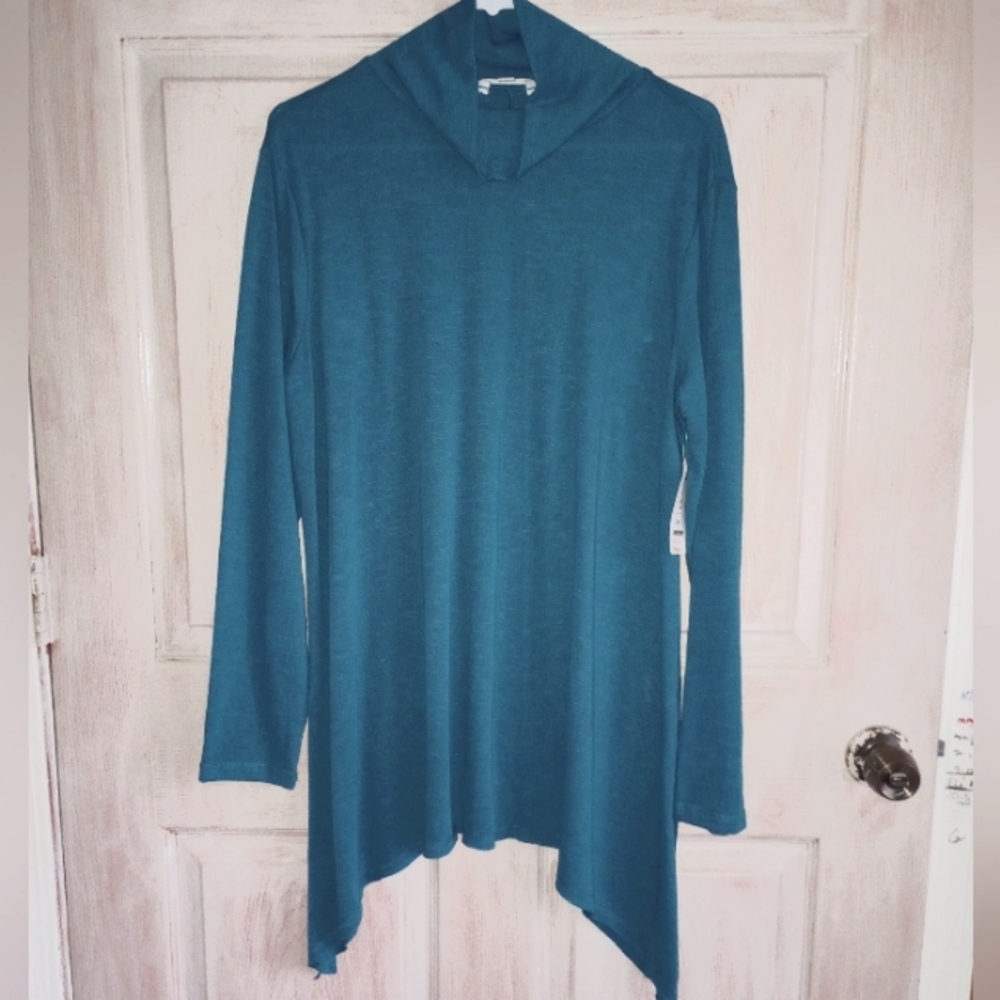 Terra & Sky Asymmetrical High neck knit tunic 0x NWT